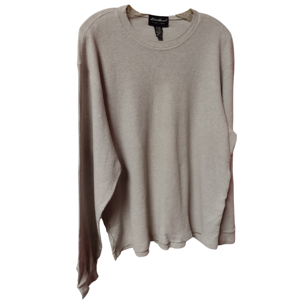 E) Eddie Bauer Men’s Thermal Waffle Knit Long Sleeve Shirt – Size M, 100% Cotton